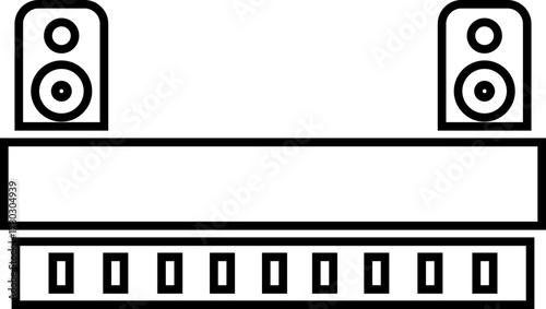 Outdoor Music Festival Stage Icon Concert, Performance, Theater, and Event Platform Symbol Entertainment, Show, and Auditorium Vector in Black Color Line Style