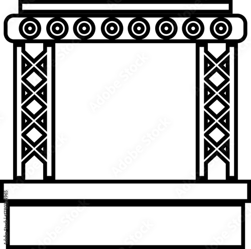 Outdoor Music Festival Stage Icon Concert, Performance, Theater, and Event Platform Symbol Entertainment, Show, and Auditorium Vector in Black Color Line Style