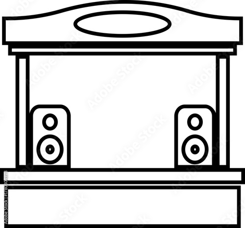 Outdoor Music Festival Stage Icon Concert, Performance, Theater, and Event Platform Symbol Entertainment, Show, and Auditorium Vector in Black Color Line Style