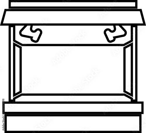 Outdoor Music Festival Stage Icon Concert, Performance, Theater, and Event Platform Symbol Entertainment, Show, and Auditorium Vector in Black Color Line Style