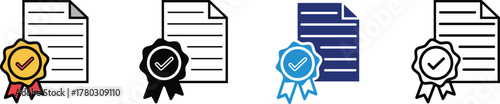 Certificate icon element for award design and achievement document concepts, vector Illustration on transparent background.