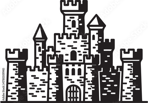 Majestic castle illustration evoking fairytale dreams, perfect for children's books and fantasy designs, this scalable vector graphic is timeless and captivating