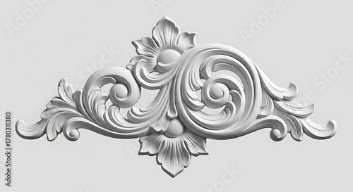 Elegant floral ornamental design with scrolls and leaves on a transparent background