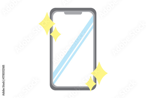 清潔で輝いてるスマホのイラスト