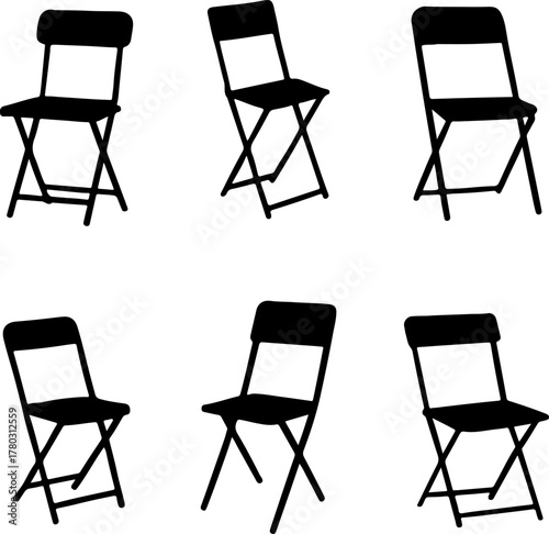 Folding chair vector, vector of folding chair art, camp chair silhouette, creative folding chair design