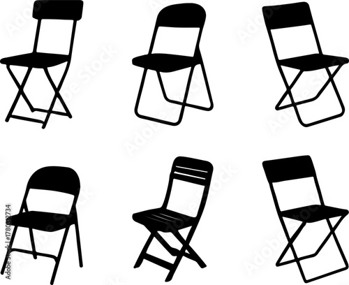 Folding chair vector, vector of folding chair art, camp chair silhouette, creative folding chair design