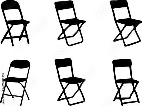 Folding chair vector, vector of folding chair art, camp chair silhouette, creative folding chair design