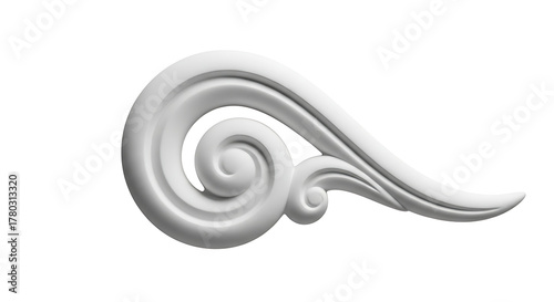 Elegant white swirl design element isolated on transparent background