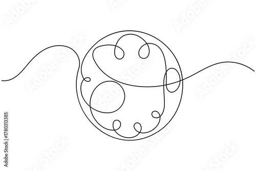 Woman ovum icon continuous one line drawing on white background minimalist female egg cell outline vector illustration