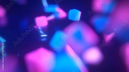 Abstract Neon Cubes: Dynamic 3D Rendered Geometric Shapes