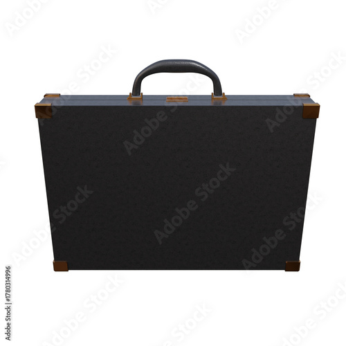 3D Render of Black Business Briefcase Isolated on Transparent Background