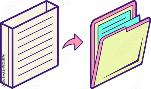 Document organization and digital filing concept: paper to file
