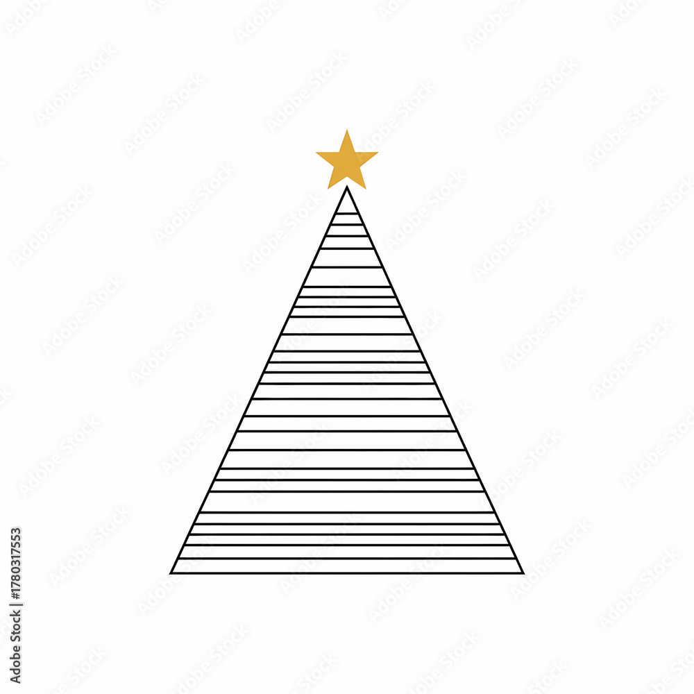 Fototapeta premium Minimalist Christmas tree illustration with gold star on top
