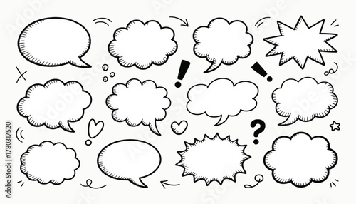 Speech bubble doodle set Vector