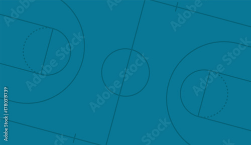 Blue basketball court. Basketball court top view