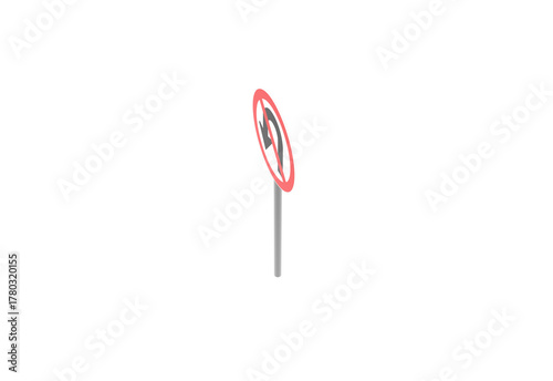 No U Turn Sign Roadside on Transparent Background Traffic Restriction Regulation Instruction Travel Driver Safety Control Transportation Direction Road Symbol Prohibited