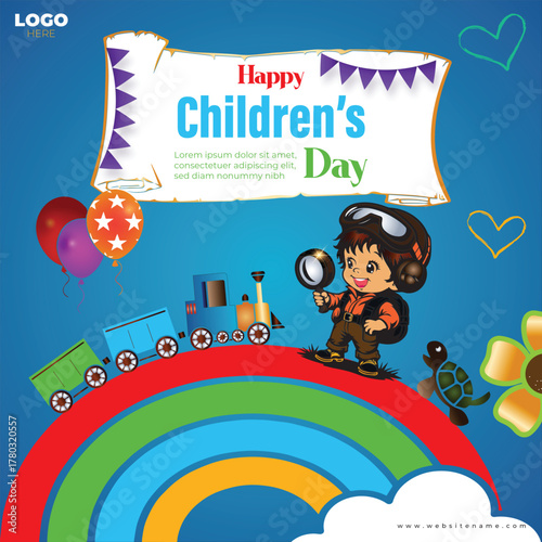 World children's day celebration flat design