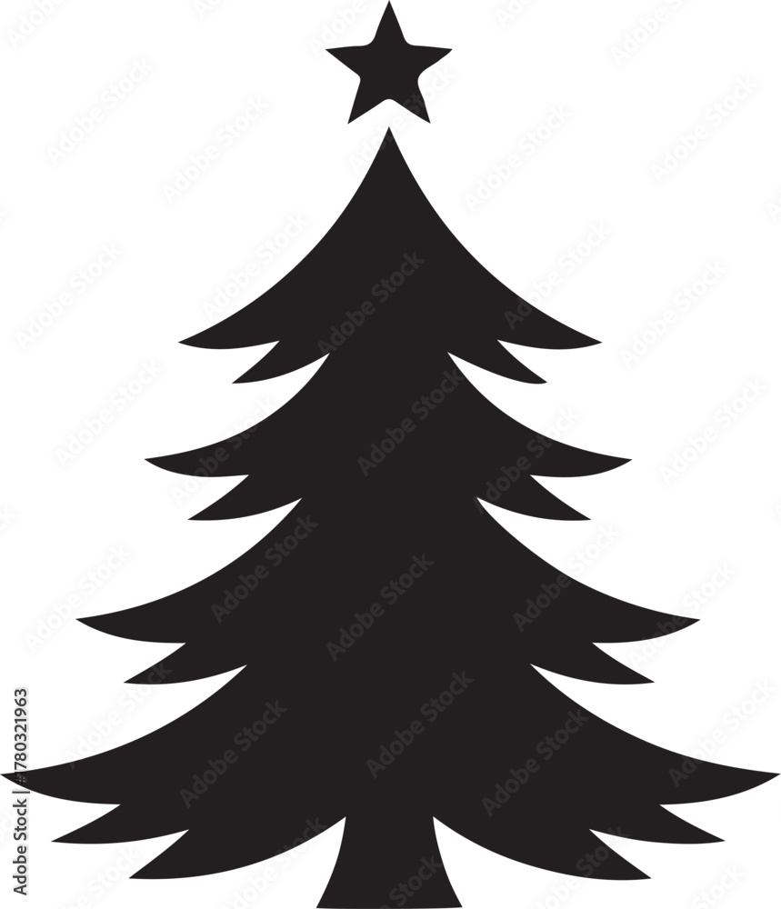 Obraz premium Christmas Tree Silhouette with Star – Festive Holiday Icon