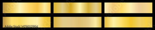 Golden gradient swatch set with realistic metallic depth. Rich plate reflections enhance the brilliance of each gold gradient.