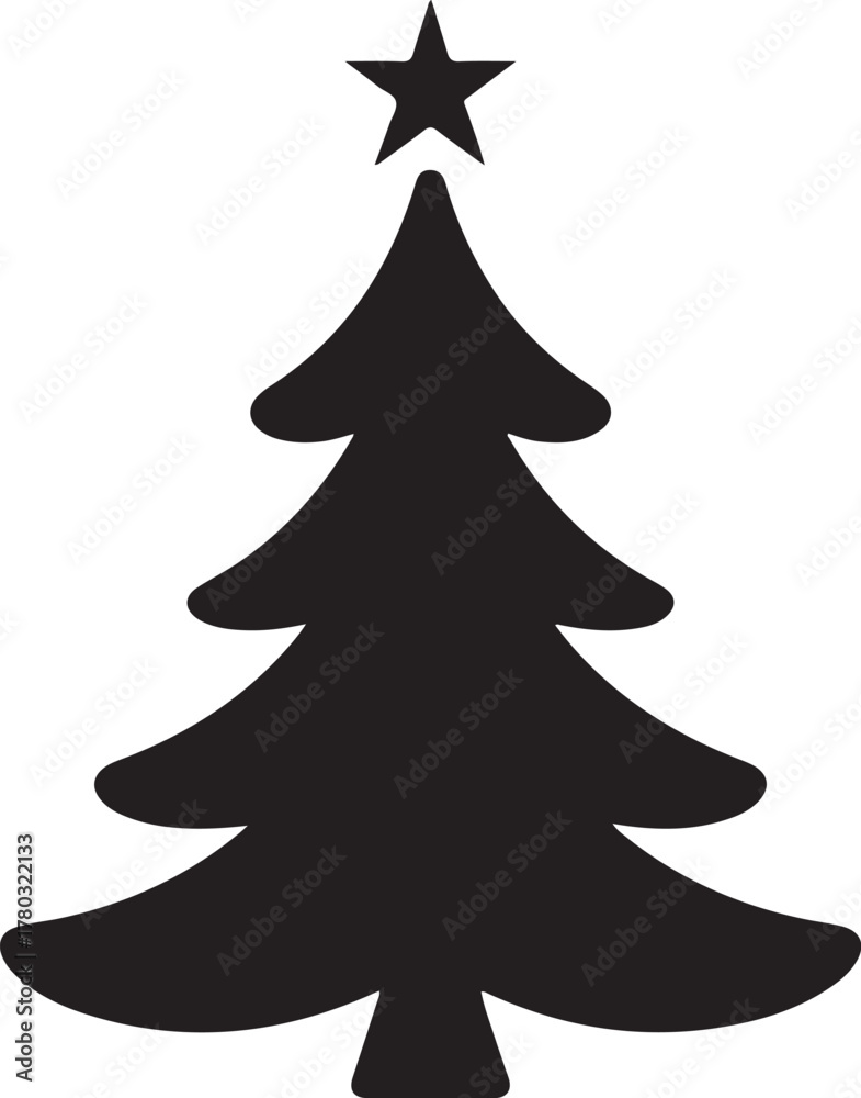 Obraz premium Christmas Tree Silhouette with Star – Festive Holiday Icon
