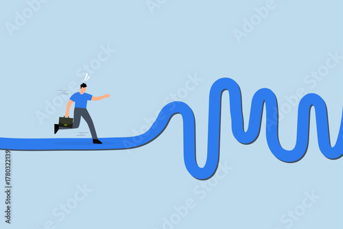 Rough road ahead, businessman run to new challenge rough road ahead.