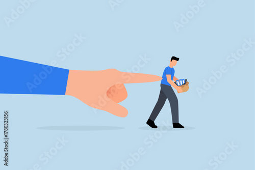 Fired employee, manager indicating dismissals, termination of misconduct staff.