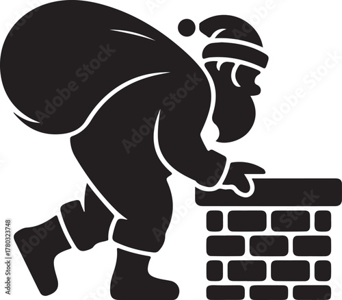 Santa Claus Chimney Silhouette – Christmas Night Scene