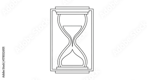 Simple line drawing of an hourglass detail of time passing concept