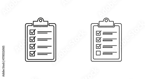 Two clipboards with checklists some items marked as completed visually
