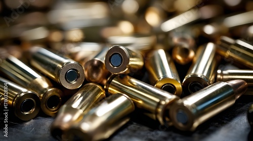 Wallpaper Mural Nahaufnahme von glänzenden Patronenhülsen auf dunklem Hintergrund
 Torontodigital.ca