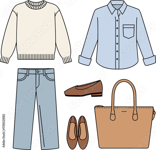 Casual Women's Clothing And Accessories Flat Lay outfit