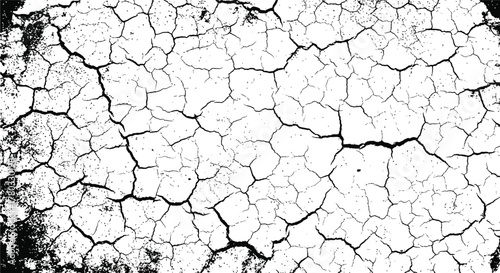 Broken cracked surface. Vector illustration. Monochrome background of coarse soil.