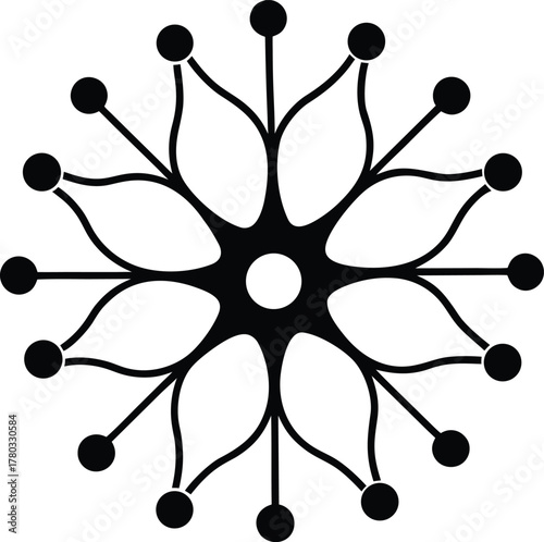 Abstract neuron network with many branches and endpoints vector design