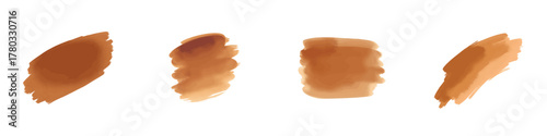Brown watercolor vector graphic element set. Brush strokes