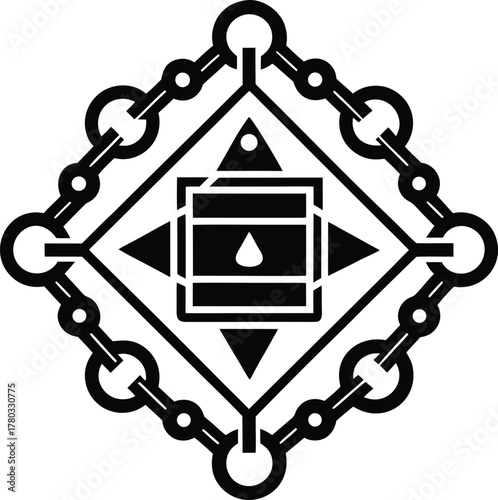 Abstract oil industry icon with diamond shape and chained frame