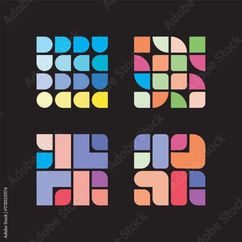 Bento-style layout Vibrant Modular Abstract Geometric Compositions
