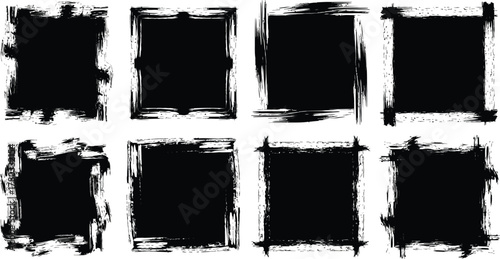 Mega bundle of different ink brush strokes:rectangle,square and round freehand drawings.Ink splatters,grungy painted lines,artistic design elements:waves,circles,triangles.