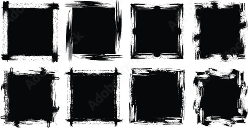 Mega bundle of different ink brush strokes:rectangle,square and round freehand drawings.Ink splatters,grungy painted lines,artistic design elements:waves,circles,triangles.