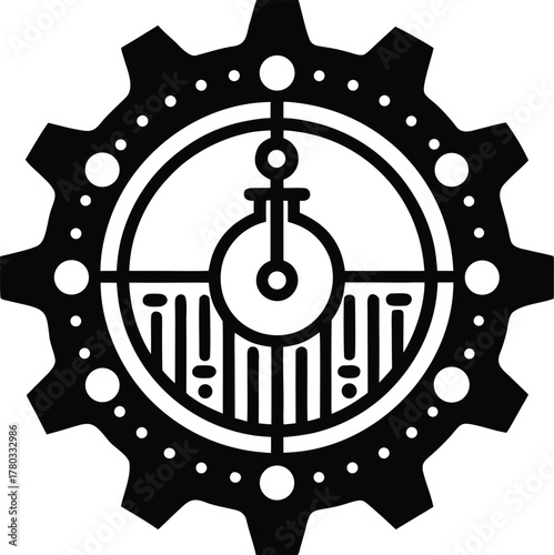 Industrial gear timer icon with measurement for accurate time tracking