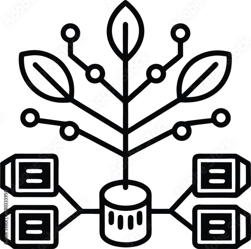 Abstract digital tree with connected nodes represents data integration concept
