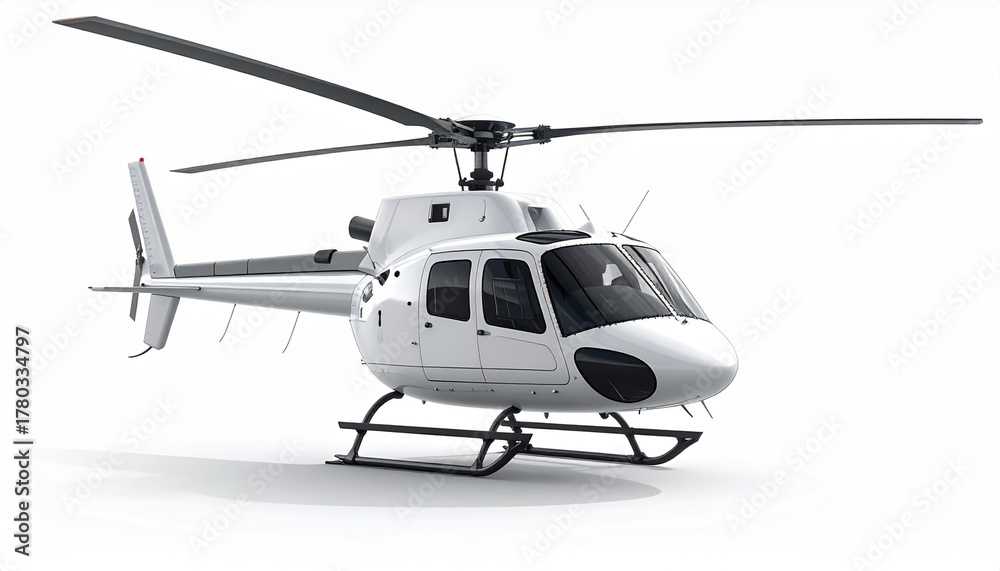 Fototapeta premium White Helicopter on Snowy Terrain Symbolizing Exploration and Editorial Styling for Aviation and Remote Travel Use