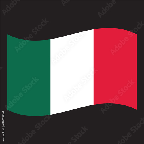 Waving Italian flag with green white red stripes for national pride