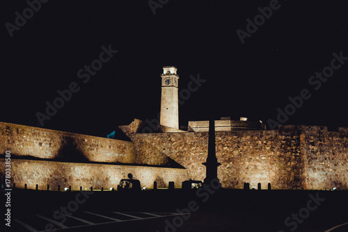 Galle Fort and clock tower at Night