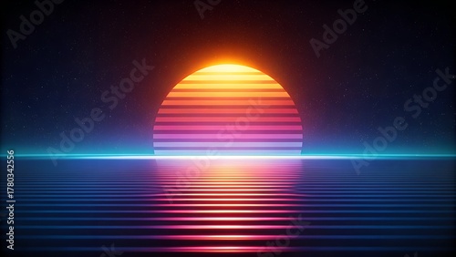 Sunrise Over Earth From Space With Orange Sky And Ocean Reflection