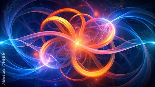 Colorful glowing fractal waves in motion on a dark background