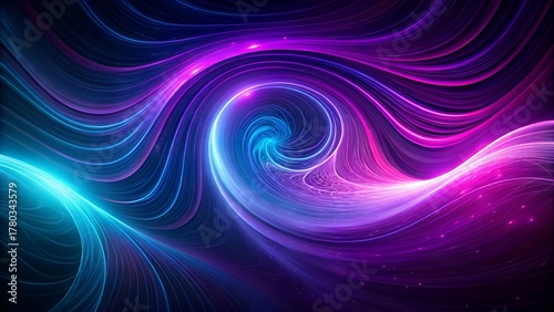 Glowing Blue and Purple Fractal Spiral Energy Pattern