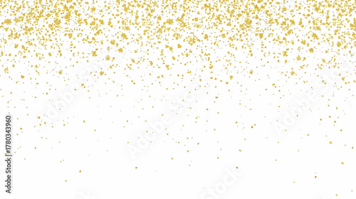 A delicate golden glitter effect cascades gently against a pristine white backdrop, creating a visually appealing and elegant design element perfect for various creative projects.