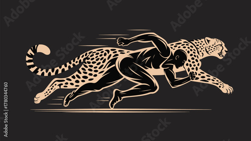 Unleash your inner beast with this dynamic cheetah runner graphic, perfect for sports, fitness, or powerful branding, conveying speed and agility