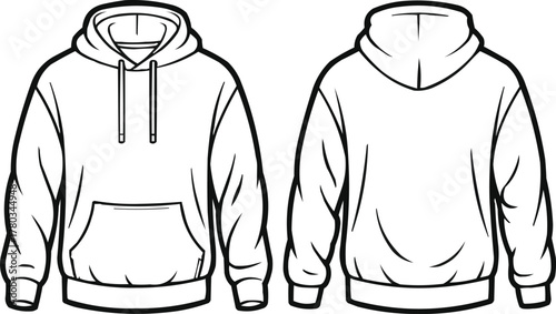 Hoodie Mockup Line Art  Minimal Apparel Vector Template