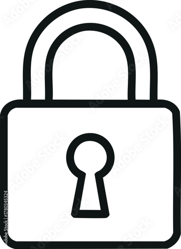 Illustration of a black padlock, symbolizing security, protection, and privacy in a simple and modern design